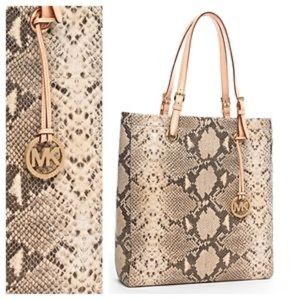 Michael Kors leather jet set snake skin tote